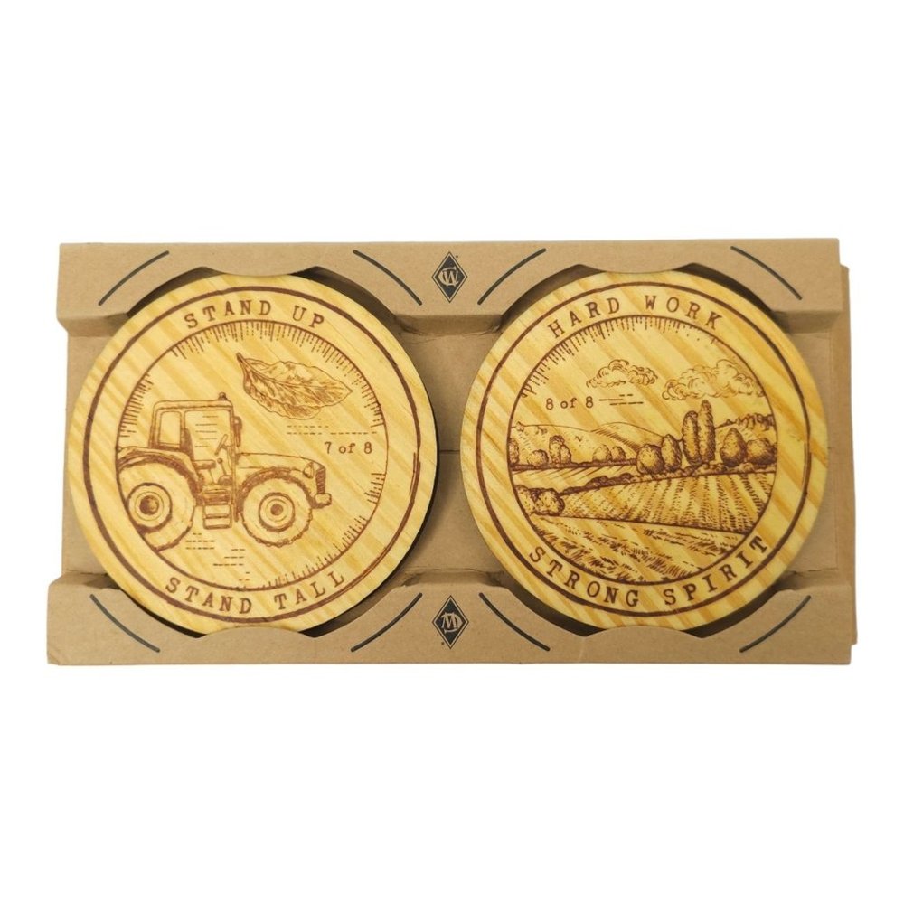 Wooden Coffee Tea Beverage Drink Coasters 7 And 8 Of 8 Round Copenhagen NEW Box